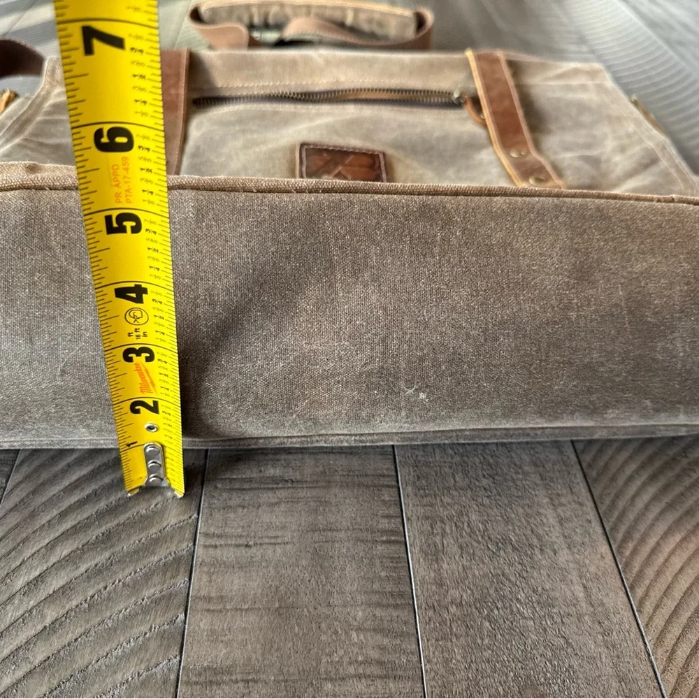 Vintage ZB Brown Canvas & Leather Adjustable Straps Messenger Bag